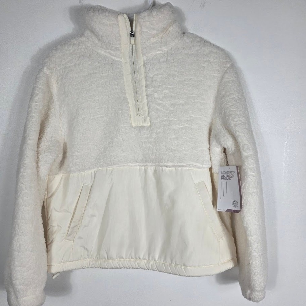 Mondetta Outdoor Project Women Berber Pop Over Egret Fleece Jacket‎ Size S